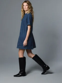Bleu foncé de denim - Robe t-shirt courte