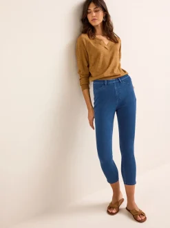 Bleu foncé délavé - Leggings courts en jersey