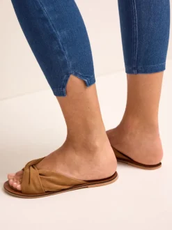 Bleu foncé délavé - Leggings courts en jersey