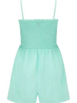 Bleu Fond - Combinaison de plage tissée Pour Moi avec corsage froncé sans bretelles
