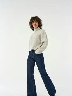 Bleu indigo - Only Taille haute Ample 100% Coton Jeans