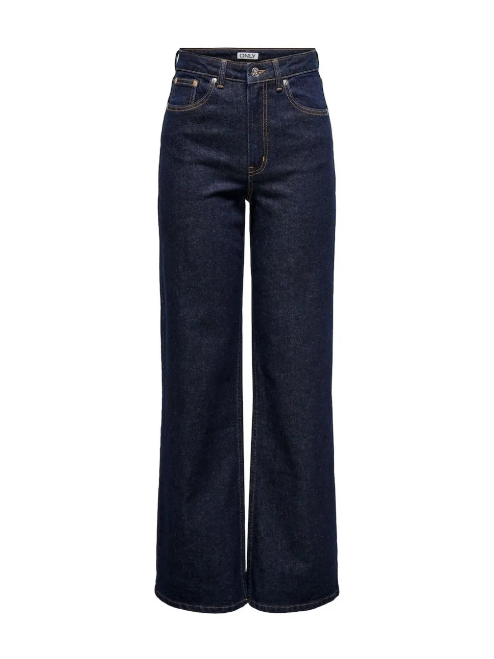 Bleu indigo - Only Taille haute Ample 100% Coton Jeans