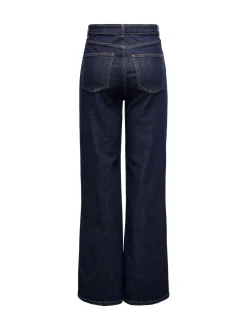 Bleu indigo - Only Taille haute Ample 100% Coton Jeans