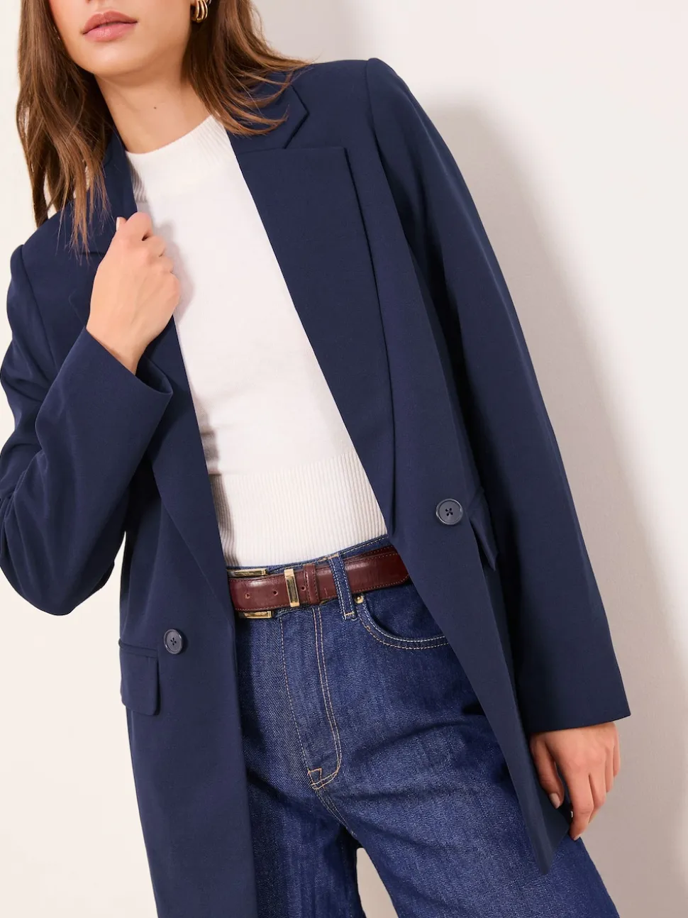 Bleu marine - Blazer long ajusté Lipsy décontracté