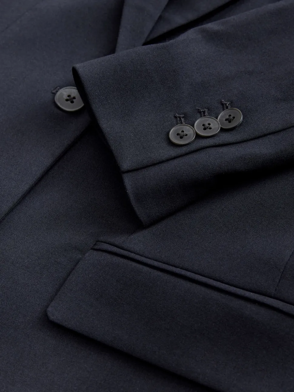Bleu marine - Blazer simple boutonnage en laine