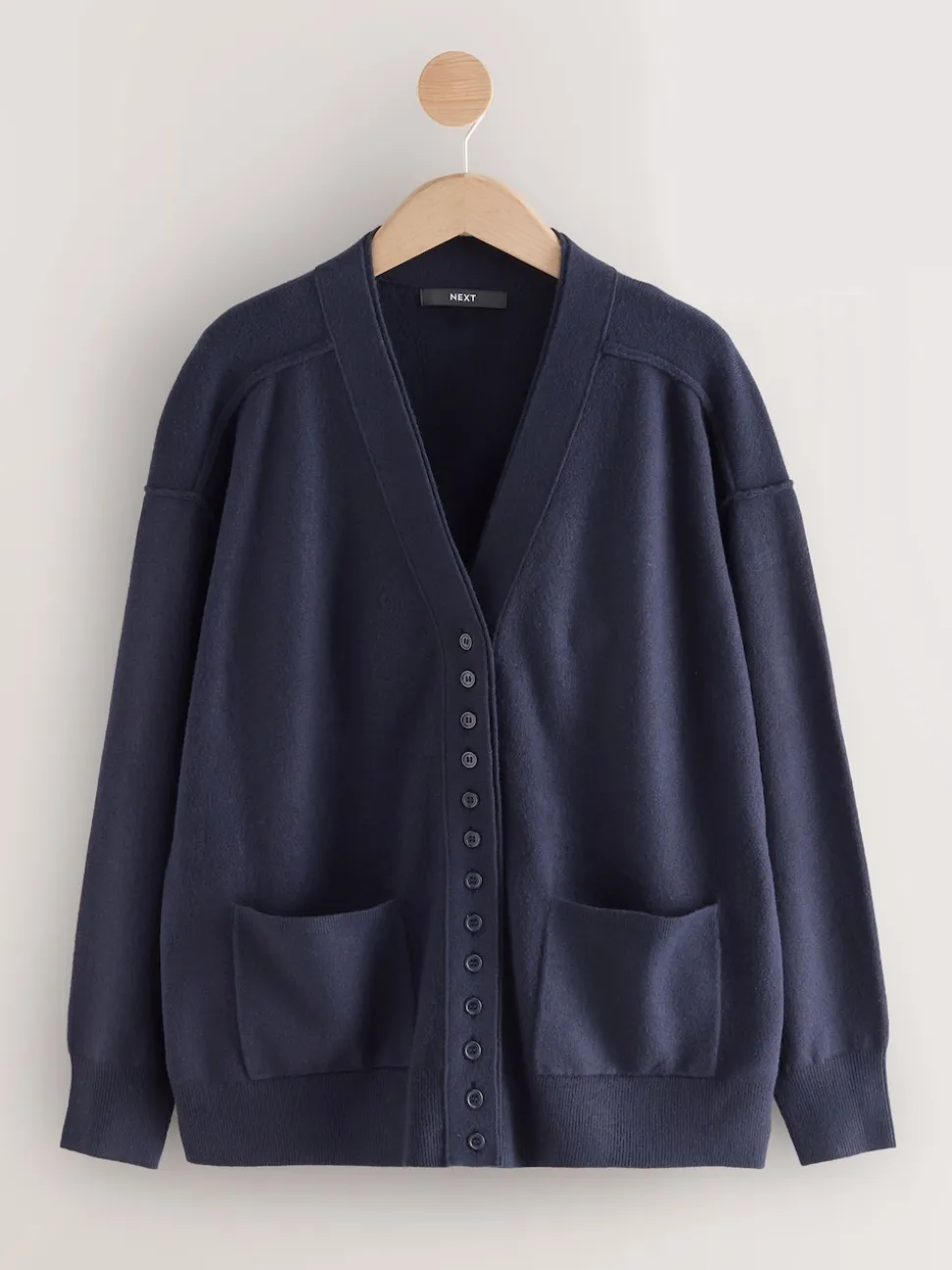 Bleu marine - Cardigan ultra-doux à col en V avec poches