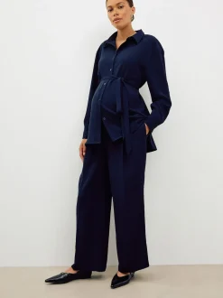 Bleu marine - Chemise de grossesse ceinturée