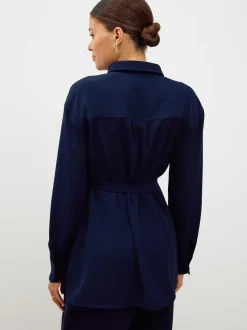 Bleu marine - Chemise de grossesse ceinturée