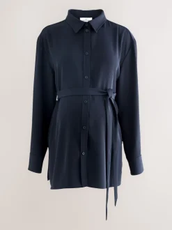 Bleu marine - Chemise de grossesse ceinturée