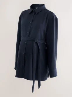 Bleu marine - Chemise de grossesse ceinturée