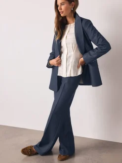Bleu marine - Denim Look Slim Flare Trousers