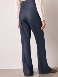 Bleu marine - Denim Look Slim Flare Trousers