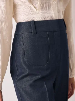 Bleu marine - Denim Look Slim Flare Trousers