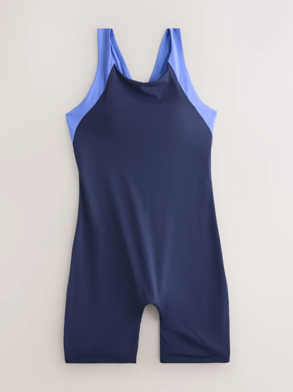 Bleu marine à empiècements - Maillot de bain Unitard avec contrôle du ventre