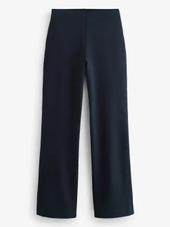 Bleu marine à fines rayures - Pantalon ample en jersey point de Rome lissant