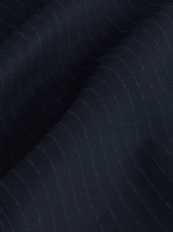 Bleu marine à fines rayures - Pantalon ample en jersey point de Rome lissant