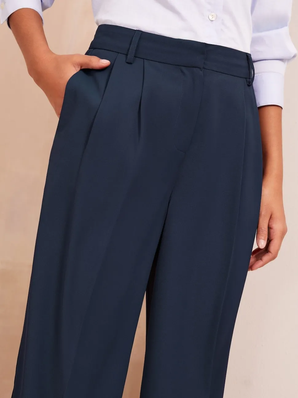 Bleu marine - Friends Like These Premium Elastic Back habillé Ample Pantalons