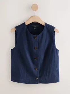 Bleu marine - Gilet boutonné sur le devant