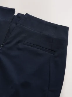 Bleu marine - Jupe crayon ajustée en laine