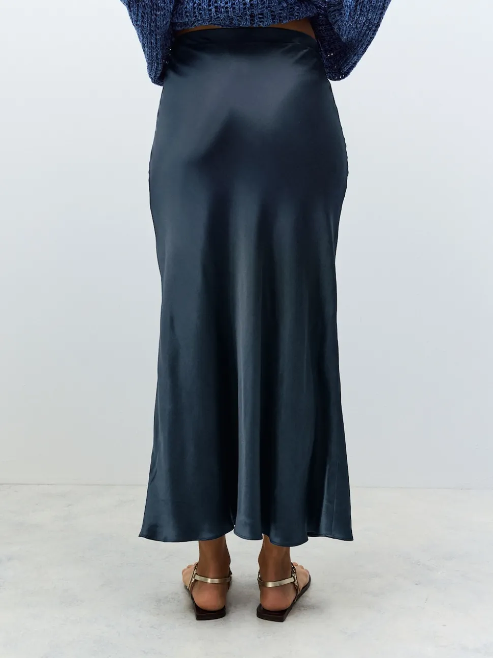 Bleu marine - Jupe Midi Satin