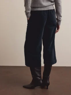 Bleu marine - Jupe-culotte en velours côtelé