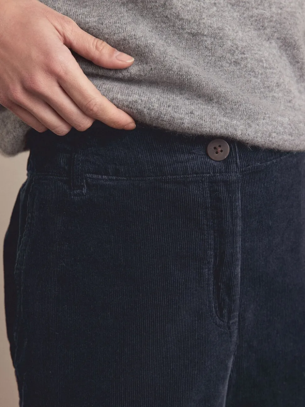 Bleu marine - Jupe-culotte en velours côtelé
