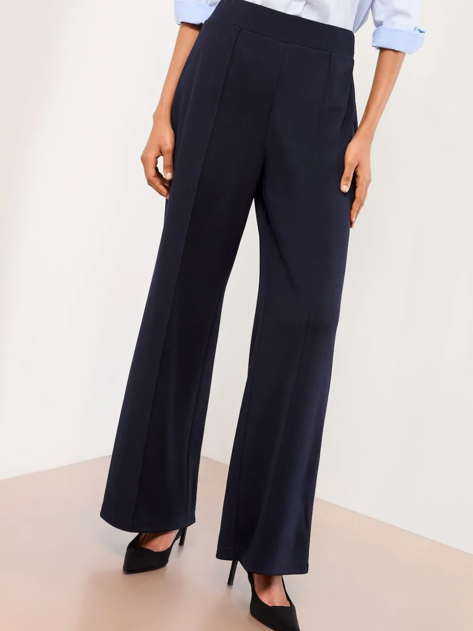 Bleu marine - Lipsy Pantalon large taille haute