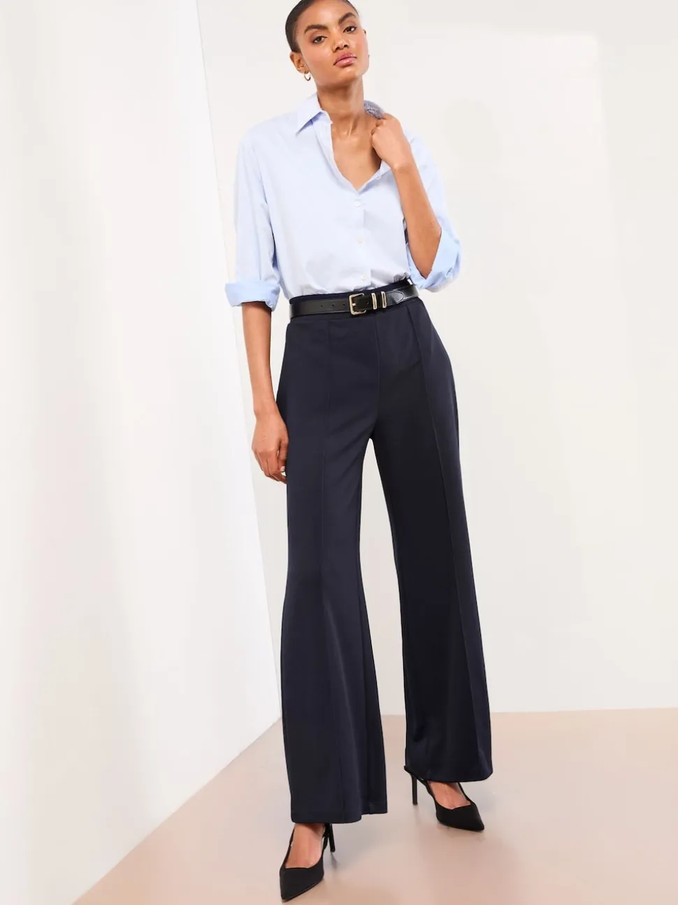 Bleu marine - Lipsy Pantalon large taille haute