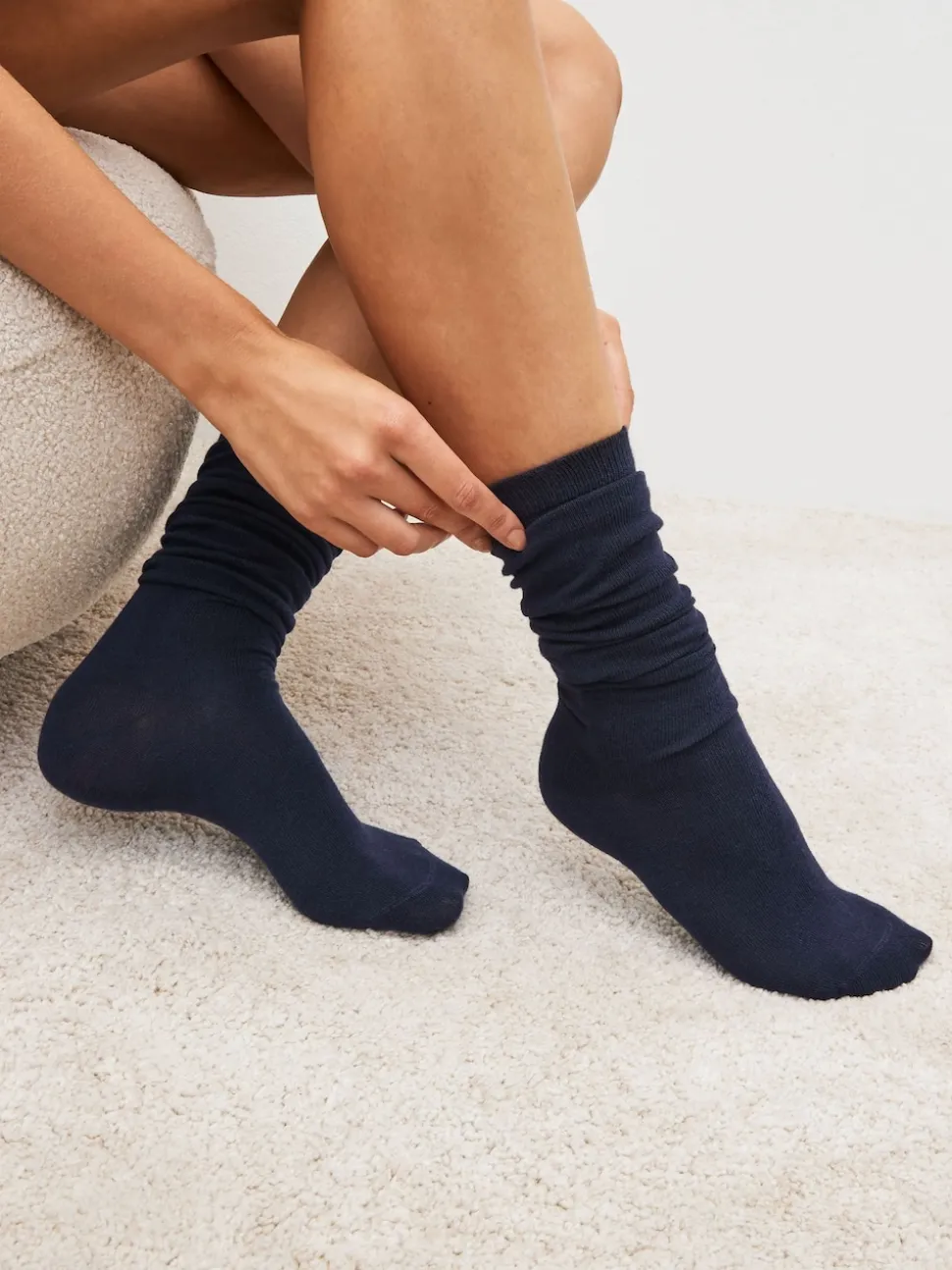 Bleu marine - Lot de 2 paires de chaussettes hauteur genou en modal