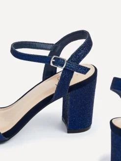 Bleu marine à paillettes - Linzi horizon ouvert en arrière Sandales à talons blocs à peine là