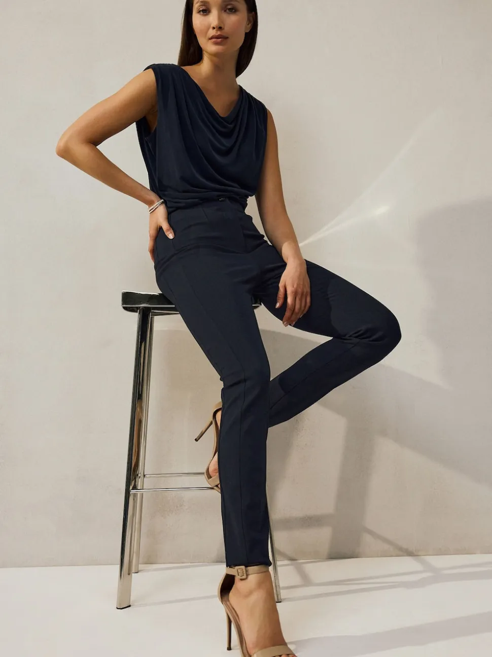 Bleu marine - Pantalon militaire sculptant