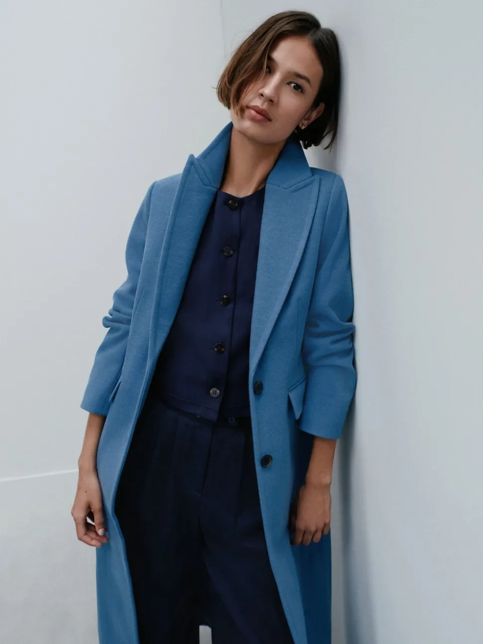 Bleu marine - Pantalon plissé ultra-large