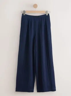 Bleu marine - Pantalon plissé ultra-large
