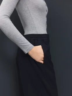Bleu marine - Pantalons Amples habillés en laine