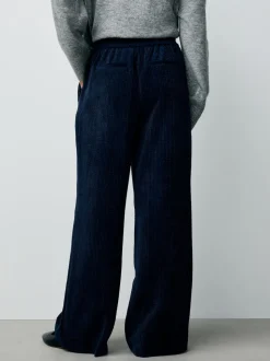 Bleu marine - Pantalons Amples en velours côtelé doux