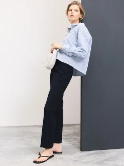 Bleu marine - Pantalons slim habillés en laine