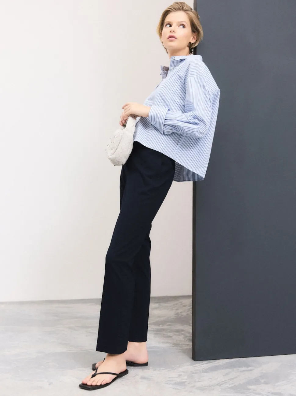 Bleu marine - Pantalons slim habillés en laine