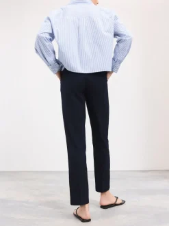 Bleu marine - Pantalons slim habillés en laine