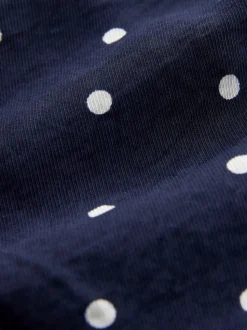 Bleu marine à poi - Robe mini-robe à taille nouée