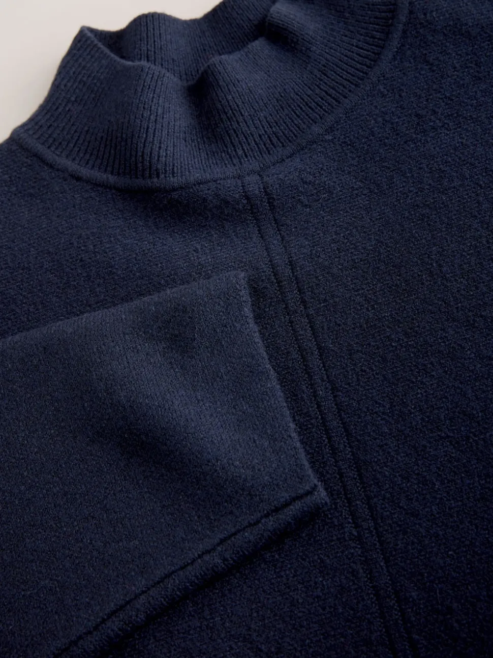Bleu marine - Pulls ultra-doux à Col montant avec coutures