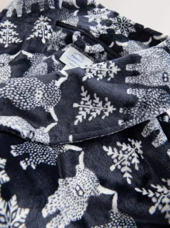 Bleu marine - Robes de chambre de Noël Hamish The Highland Cow à Motif Fair Isle assorties