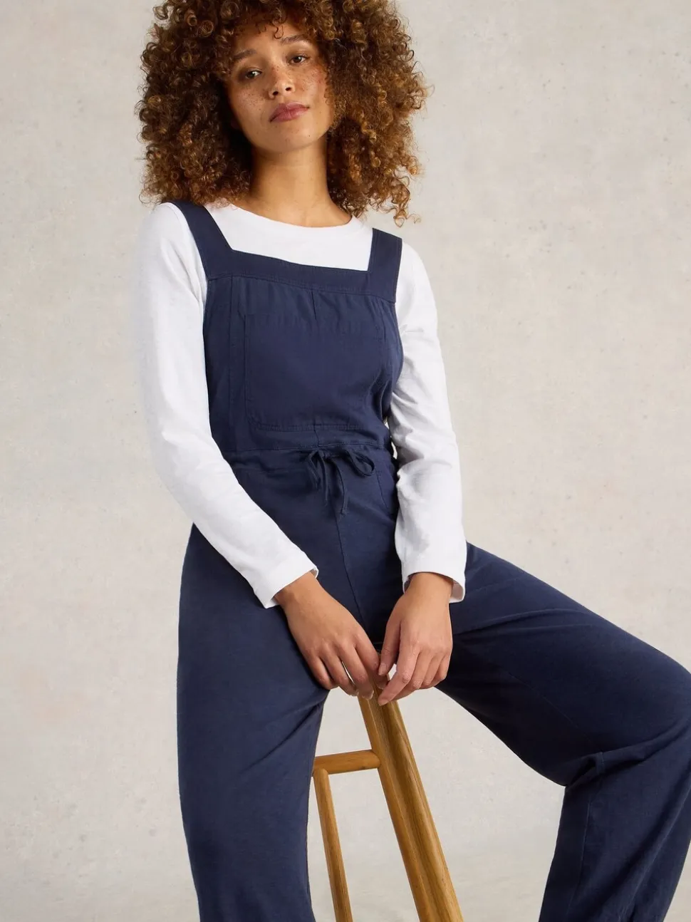 Bleu marine - Salopette Daphne en jersey de coton 100% White Stuff