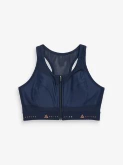 Bleu marine - Soutien-gorge DD+ Active Sports zippé sur le devant Dry Tech à impact élevé