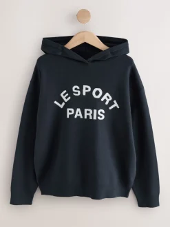 Bleu marine - Sweat-shirt à capuche compact et confortable à Manches longues