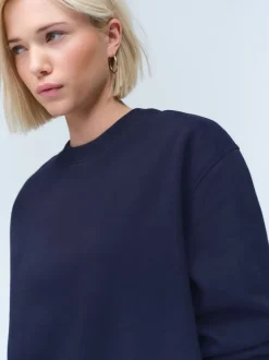 Bleu marine - Sweat-shirt long Essentiels coupe décontractée avec poches