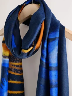 Bleu marine effet tie-dye - Écharpe légère