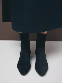 Bleu marine en daim - Bottines Motionflex à talon bloc