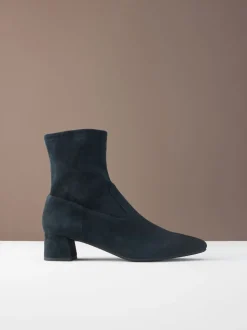 Bleu marine en daim - Bottines Motionflex à talon bloc
