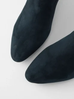 Bleu marine en daim - Bottines Motionflex à talon bloc