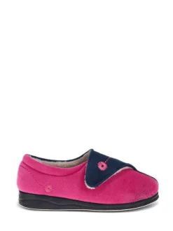 Bleu marine framboise - Pavers femme Chaussons entièrement à fermeture tactile avec semelle permassique